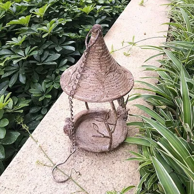 ZENITHMIND Mangeoire à oiseaux en métal avec 2 oiseaux décoration