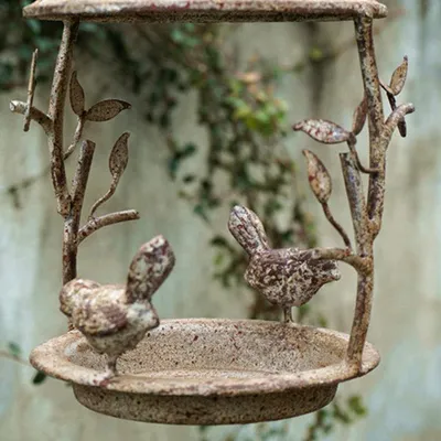 ZENITHMIND Mangeoire à oiseaux en métal avec 2 oiseaux décoration