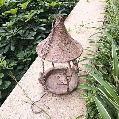 ZENITHMIND Mangeoire à oiseaux en métal avec 2 oiseaux décoration