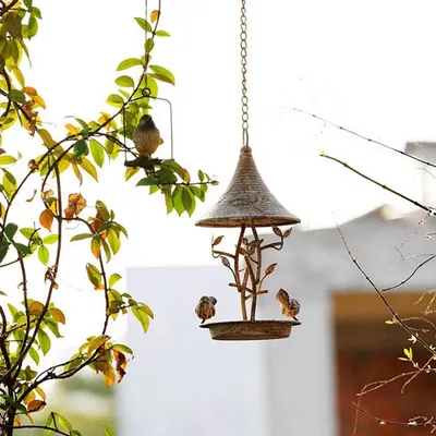 ZENITHMIND Mangeoire à oiseaux en métal avec 2 oiseaux décoration
