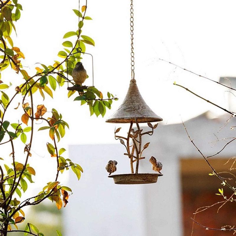 ZENITHMIND Mangeoire à oiseaux en métal avec 2 oiseaux décoration