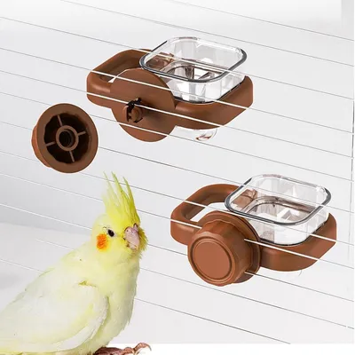 ZENITHMIND Gamelles pour cage à oiseaux marron