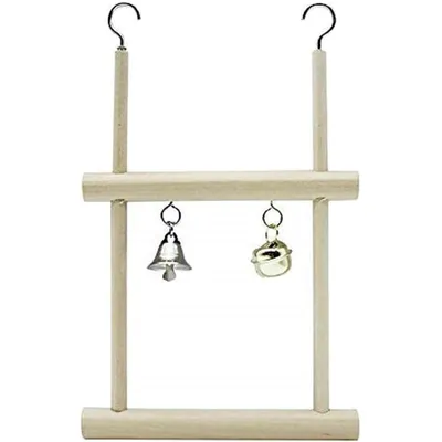ZENITHMIND Balançoire en bois naturel avec clochettes pour perroquet