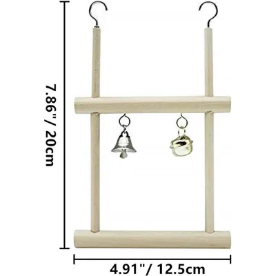 ZENITHMIND Balançoire en bois naturel avec clochettes pour perroquet