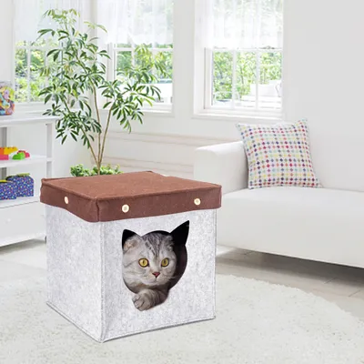 Maison pour chat carrée semi-fermée