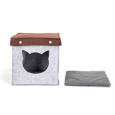 UAMLY Casa para gatos cuadrada semicerrada