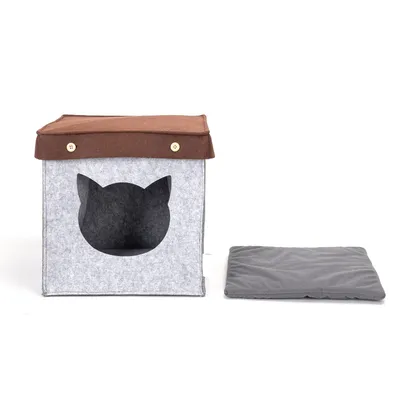 UAMLY Maison pour chat carrée semi-fermée