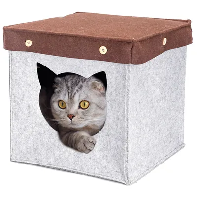 UAMLY Maison pour chat carrée semi-fermée
