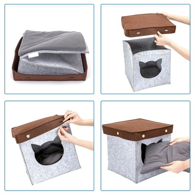 UAMLY Casa para gatos cuadrada semicerrada