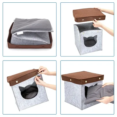 UAMLY Maison pour chat carrée semi-fermée