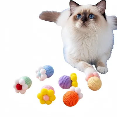 FurryFusion Lot de 6 Jouet pour chat en forme de fleur balle