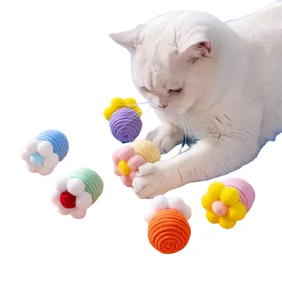 FurryFusion Lot de 6 Jouet pour chat en forme de fleur balle