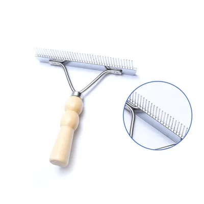 FurryFusion Peigne de toilettage pour chat avec manche en bois