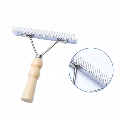 FurryFusion Peigne de toilettage pour chat avec manche en bois