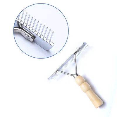 FurryFusion Peigne de toilettage pour chat avec manche en bois