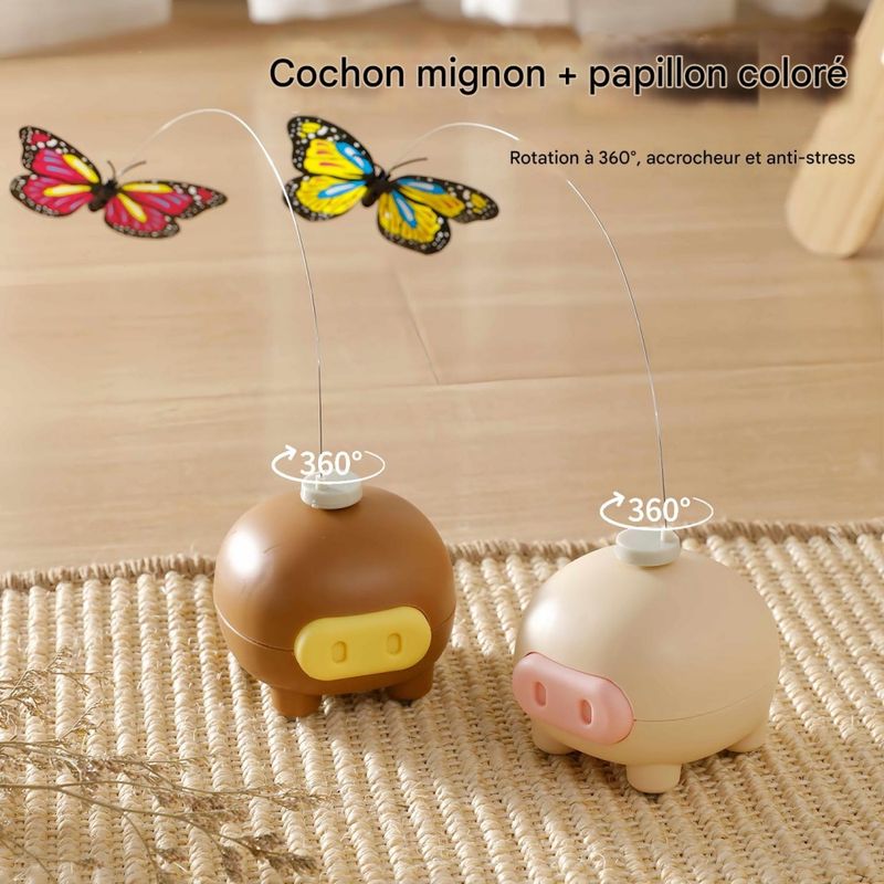 FurryFusion Jouet électronique pour chat en forme de cochon