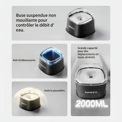 FurryFusion Bol d'eau flottant amovible pour chien