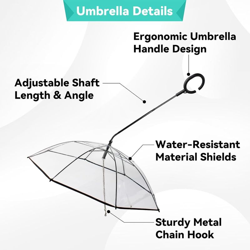 UAMLY Laisse parapluie transparente pour chien