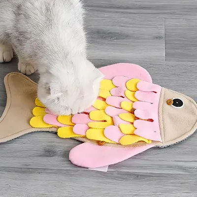 FurryFusion Tapis renifleur en forme de poisson pour chat