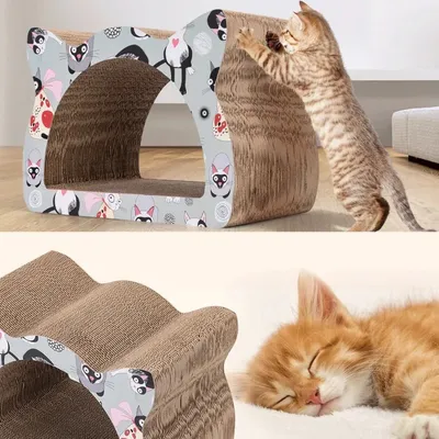 Grattoir en Carton pour Chats avec Zone de Repos