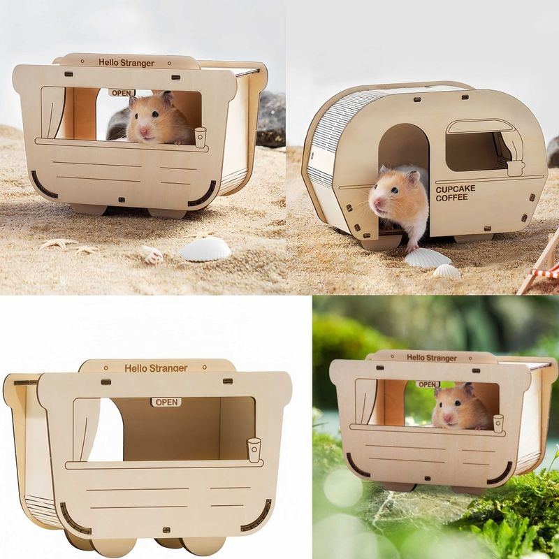 FurryFusion Maison pour hamster avec chariot de petit-déjeuner
