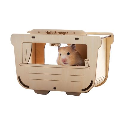 FurryFusion Maison pour hamster avec chariot de petit-déjeuner