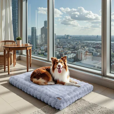 BINGOPAW Panier pour Chien Coussin Chien Tapis Matelas Gris BINGOPAW Panier pour Chien Coussin Chien Tapis Matelas Gris