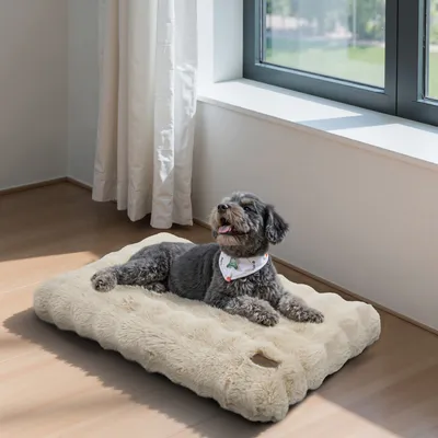BINGOPAW Panier pour Chien Coussin Chien Tapis Matelas Beige BINGOPAW Panier pour Chien Coussin Chien Tapis Matelas Beige