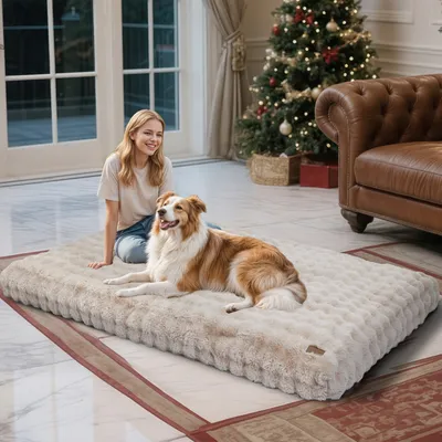 BINGOPAW Panier pour Chien Coussin Chien Tapis Matelas Beige BINGOPAW Panier pour Chien Coussin Chien Tapis Matelas Beige