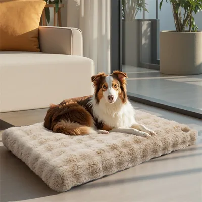 BINGOPAW Panier pour Chien Coussin Chien Tapis Matelas Beige BINGOPAW Panier pour Chien Coussin Chien Tapis Matelas Beige