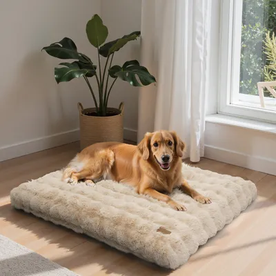 BINGOPAW Panier pour Chien Coussin Chien Tapis Matelas Beige BINGOPAW Panier pour Chien Coussin Chien Tapis Matelas Beige