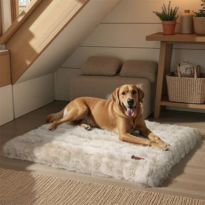 BINGOPAW Panier pour Chien Coussin Chien Tapis Matelas Beige BINGOPAW Panier pour Chien Coussin Chien Tapis Matelas Beige