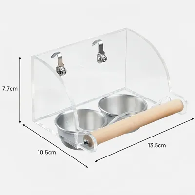 FurryFusion Mangeoire à oiseaux à double bol en acier inoxydable