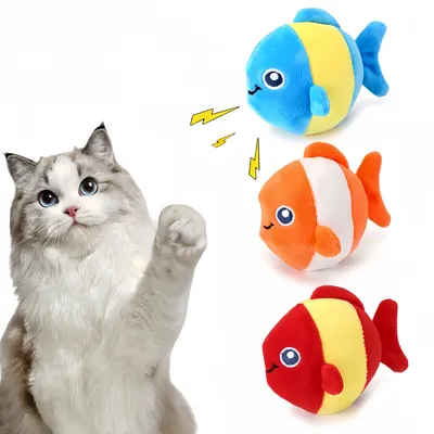 FurryFusion Lot de 3 jouets pour chat en forme de poisson à la menthe FurryFusion Lot de 3 jouets pour chat en forme de poisson à la menthe