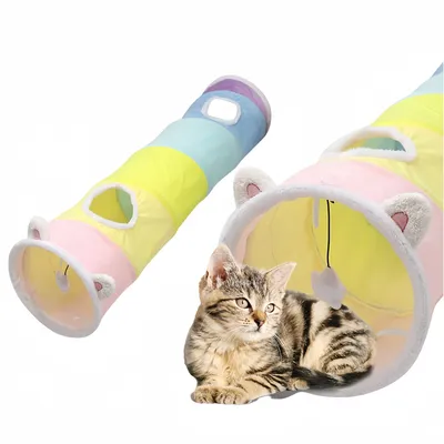 FurryFusion Tunnel pliable pour chat avec oreilles de chat