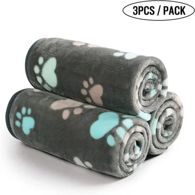 IntiMeg Couverture en peluche ultra - souple 3 pièces pour chien et chat
