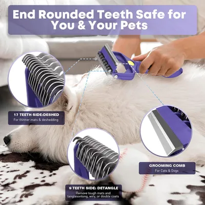 PurrfectFun IntiMeg Brosse de 3 en 1 pour Chats et Chiens