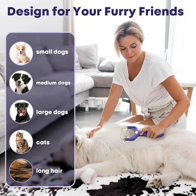 PurrfectFun IntiMeg Brosse de 3 en 1 pour Chats et Chiens