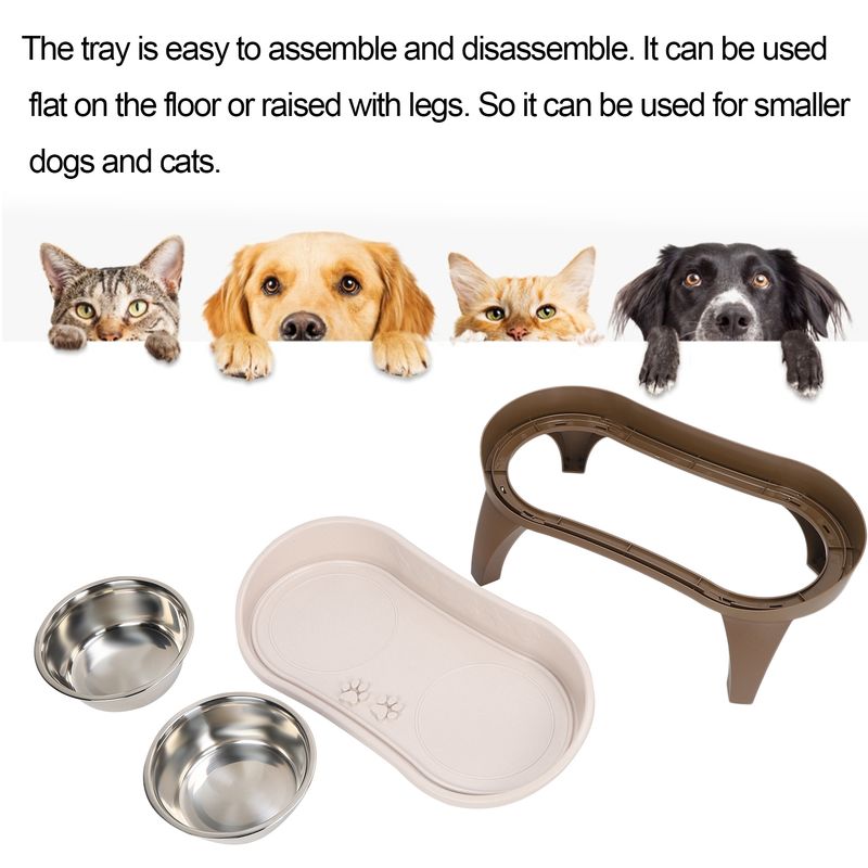 Porte vaisselle pour animaux compagnie deux bols en acier inoxydable