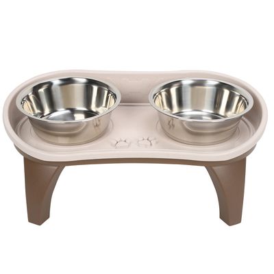 Porte vaisselle pour animaux compagnie deux bols en acier inoxydable