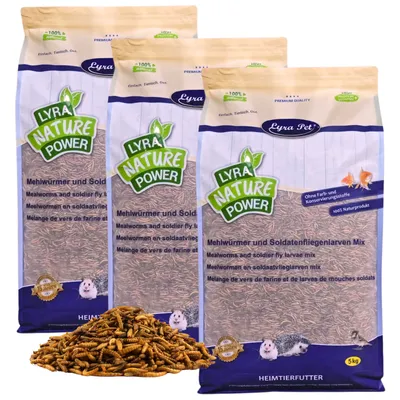 Lyra Pet® Mélange de vers de farine et de larves de mouche soldat Lyra Pet® Mélange de vers de farine et de larves de mouche soldat