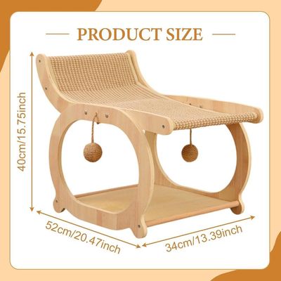 ZENITHMIND Chaise Longue en sisal pour Chat, Couleur du Bois