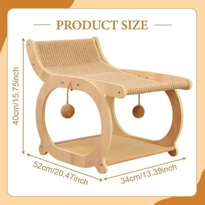 ZENITHMIND Chaise Longue en sisal pour Chat, Couleur du Bois ZENITHMIND Chaise Longue en sisal pour Chat, Couleur du Bois