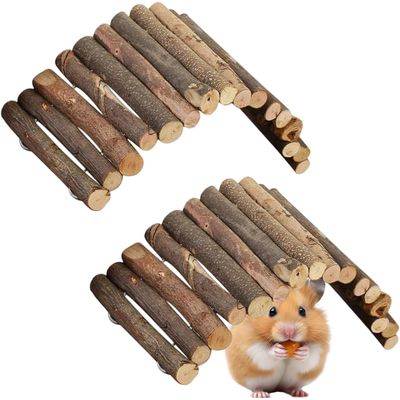 LovuPet 2 Pièces Pont D'éChelle De Hamster en Bois Jouet Hamster-20X10cm