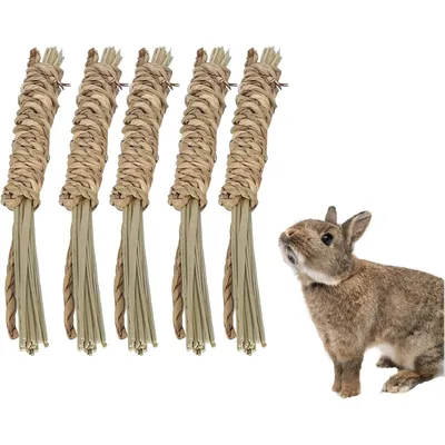 LovuPet Lot de 5 bâtonnets à mâcher en jonc de mer naturel