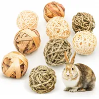 LovuPet 9 Pièces Jouets à Mâcher pour Petits Animaux,Balle en Rotin