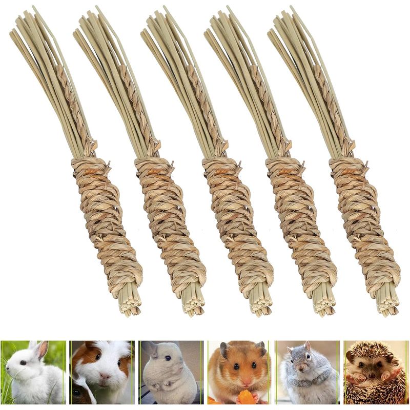 LovuPet Lot de 5 bâtonnets à mâcher en jonc de mer naturel