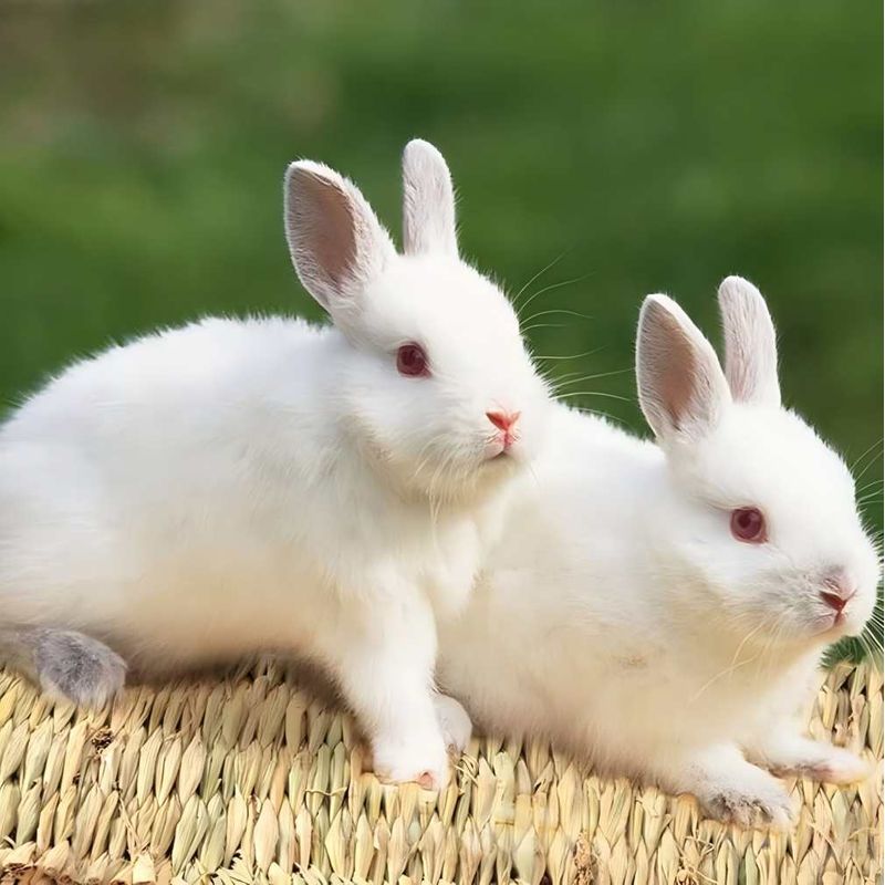 LovuPet 4 pièces Tapis d'herbe pour Les Lapins,Naturel tissé à la Main