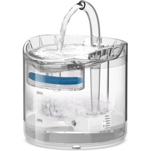 Fontaine à Eau Automatique Pour Chat 1,8 L - Pompe Silencieuse (<30 DB), Filtre 4 Couches, Arrêt Automatique Sans Eau, Blanc