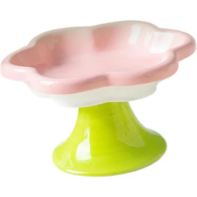 Qinhul Gamelle surélevée en céramique pour chat en forme de fleur